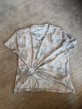 Topshop Short Sleeve Tie-Ring Tee in Beige and Gray Tie-Dye